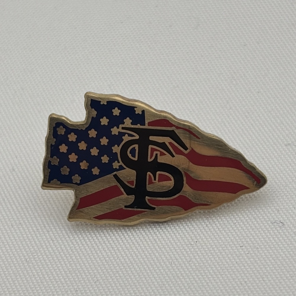 Florida State University Veterans Alliance Arrowhead American Flag Lapel Hat Pin